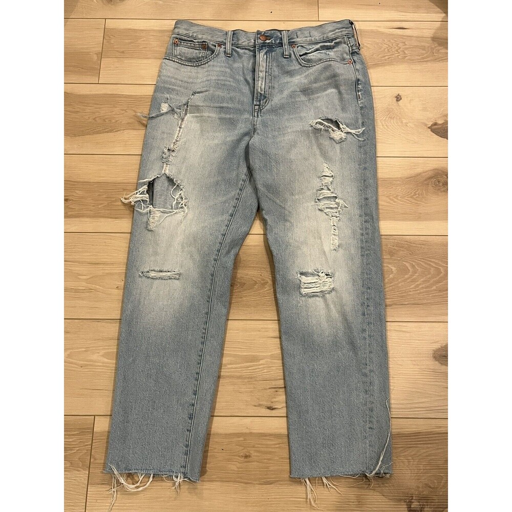 Madewell The Perfect Vintage Jean Size 31 Destroyed Knee Distressed Light Blue